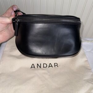 Andar Waymaker Small Leather Belt Sling Bag Fanny Pack Purse Black Dust Bag EUC